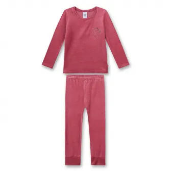 Sanetta, Pijama cu decolteu la baza gatului, din amestec de modal, Roz pal, 128 CM
