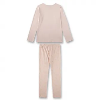 Sanetta, Pijama de bumbac, cu imprimeu, Roz pal, 176 CM