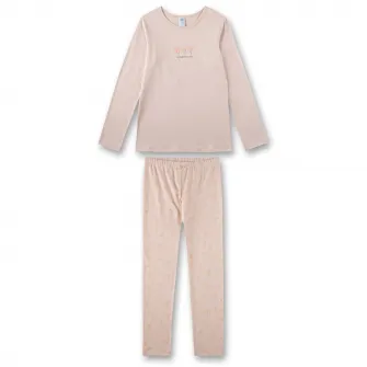 Sanetta, Pijama de bumbac, cu imprimeu, Roz pal, 176 CM
