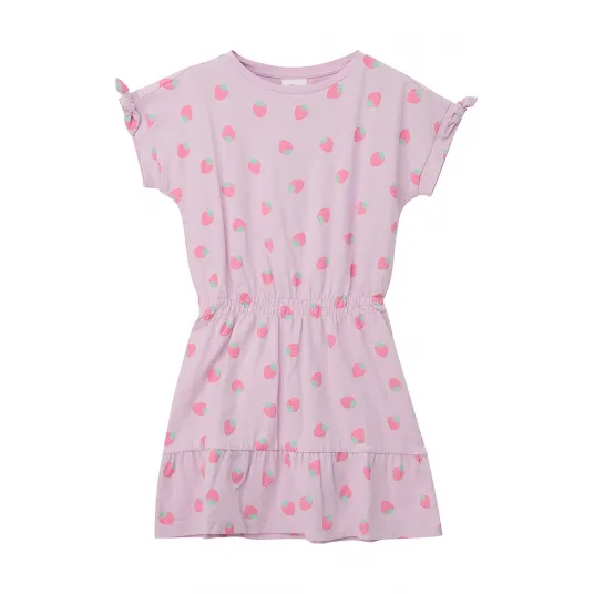 s.Oliver, Rochie cu imprimeu si maneci scurte, Verde, Roz, 98 CM