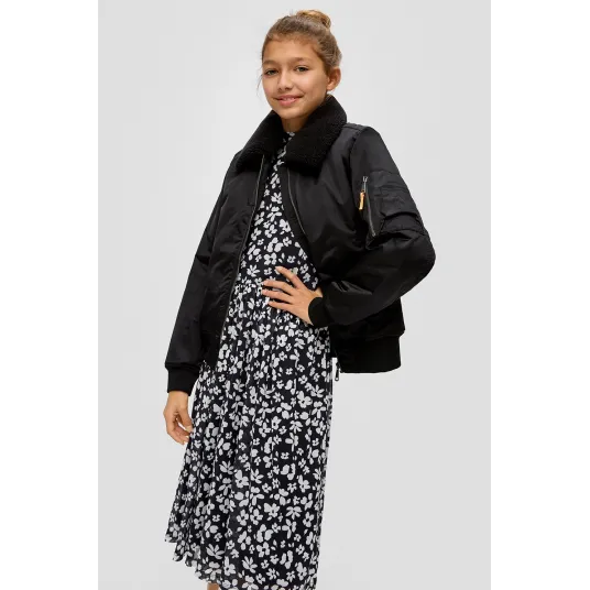 s.Oliver, Rochie midi cu imprimeu, Negru, Alb, 134 CM