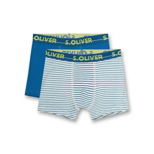 s.Oliver, Set de boxeri din amestec de bumbac - 2 perechi, Albastru petrol, 104 CM