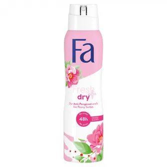 Deodorant spray anti-perspirant Fa Fresh  Dry cu parfum de bujori, Femei, 150 ml