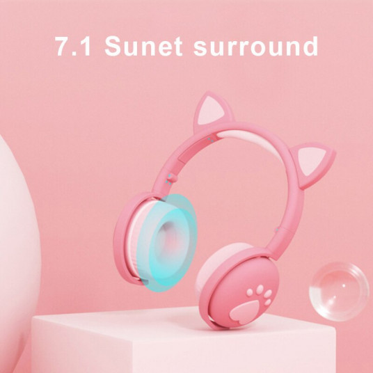 Casti wireless pliabile, Urechi de pisica, Glowing, Bluetooth 5.0 