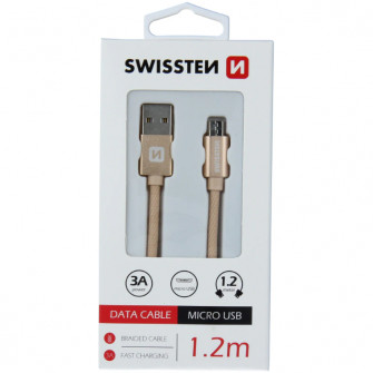 Cablu de date Swissten textile usb/micro usb 1.2m, Golden