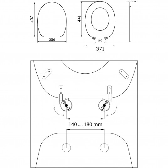 Capac WC universal Kring, din MDF, 37.5x5.5x44.3cm, cu balamale