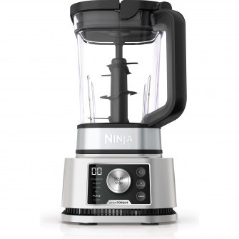 Blender Ninja Foodi Power Nutri 3-in-1 cu motor cu cuplu inteligent si 6 programe Auto-IQ, CB350EU 1200 W, bol de 2.1 L, cana de 700 ml si bol de 400 ml, negru/argintiu