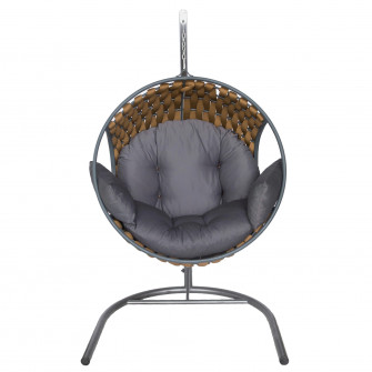 Balansoar Outdoor, culoare capuccino, perne antracit, d
