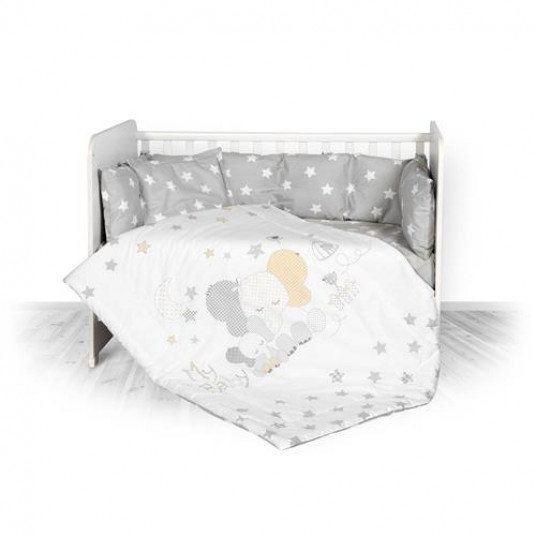 Caius Lean Infrared Lenjerie patut Lorelli, 7 piese, 60 x 120 cm, Elephant Stars Grey, Elefanti, Alb/Gri Caius Lean Infrared Lenjerie patut Lorelli, 7 piese, 60 x 120 cm, Elephant Stars Grey, Elefanti, Alb/Gri