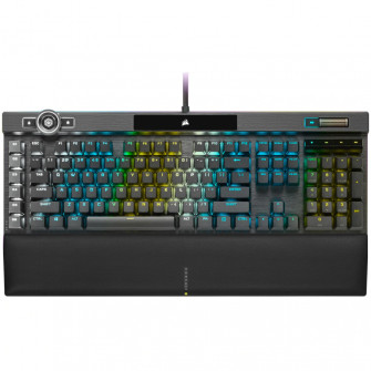 Tastatura mecanica gaming Corsair K100, iluminare RGB, switch optic-mecanic Corsair OPX Rapidfire, taste macro si multimedia, cadru aluminiu, Negru