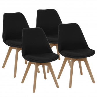 Set 4 scaune Kring Malmo, material textil, Negru
