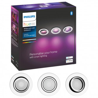 Pachet 3 spoturi incastrate LED RGB inteligente Philips