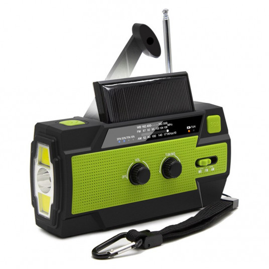 Establishment behave Money lending Radio portabil cu lanterna Chigoods, Incarcare solara/USB, AM/FM, 4000 mAh,  16 x 6.3 x
