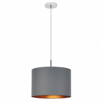 Pendul Rabalux Monica, E27, 60W, metal/textil, Crom/Gri
