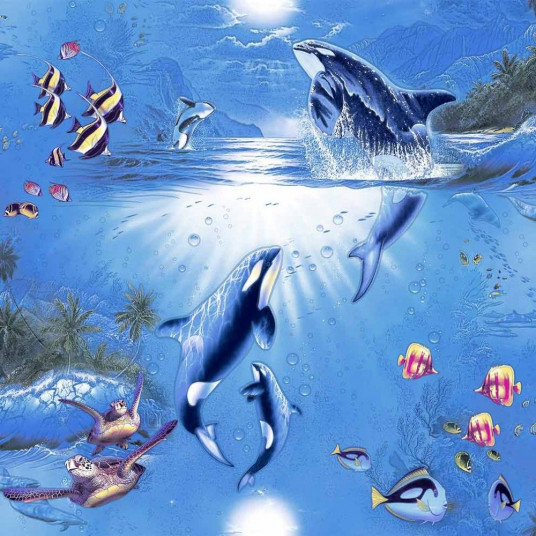 Tapet Cu Imagini Din Ocean Bleu Multicolor Lavabil Vinil Rezistent La Apa Pentru Bai Si Camera
