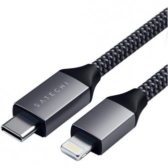 Cablu de date Satechi, USB Type C - Lightning, Space Gray