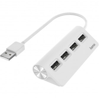 Hub Hama 4 porturi USB 2.0, alb