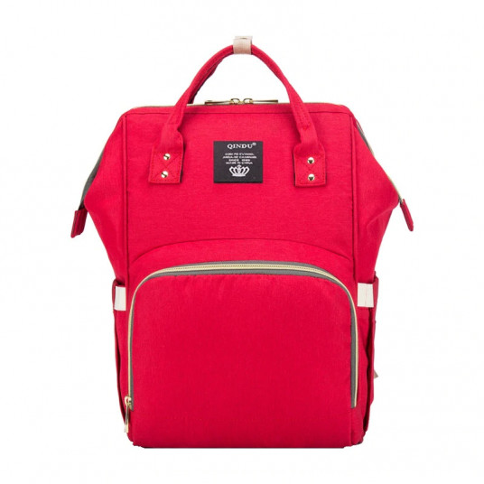 Geanta Rucsac Pentru Bebelusi Mamici Si Copii Qindu Rosu 42 X 27 X 21 Cm