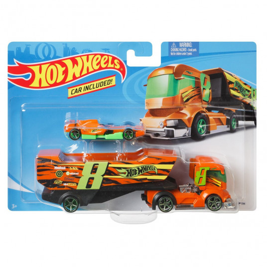 Set Camion Si Masina Hot Wheels Big Rig Heat 1 55