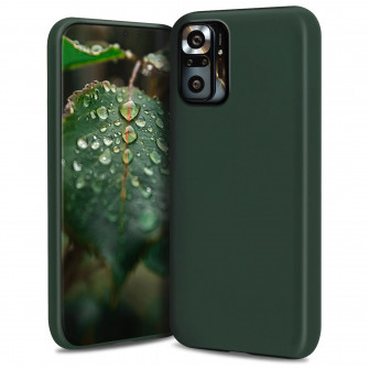 Husa din silicon premium, Moozy, pentru Xiaomi Redmi Note 10 Pro, Xiaomi Redmi Note 10 Pro Max, Verde inchis, interior din microfibra