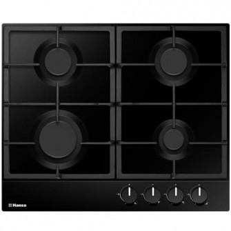 Plita incorporabila Hansa Integra BHGS630502, Gaz, 4 Arzatoare, Aprindere electrica, Negru