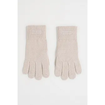 CALVIN KLEIN, Manusi tricotate din amestec de lana cu logo, Maro taupe