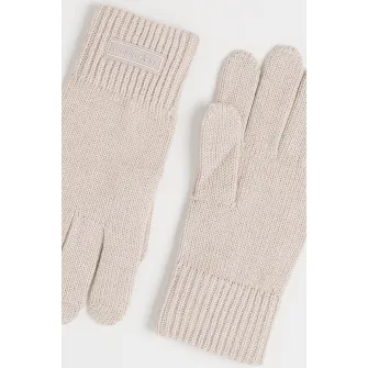CALVIN KLEIN, Manusi tricotate din amestec de lana cu logo, Maro taupe