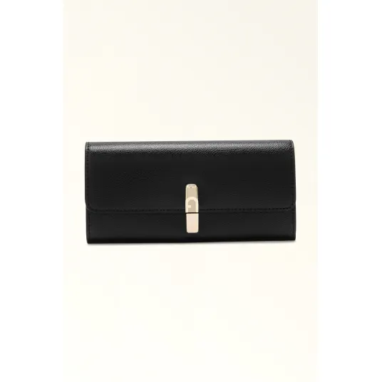 Furla, Portofel din piele cu logo, Negru