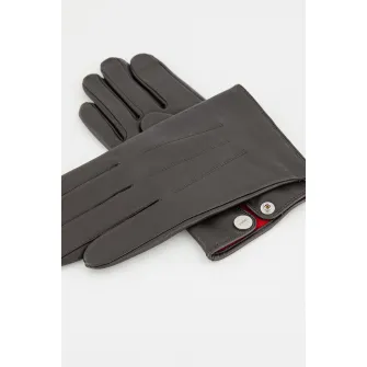 HUGO, Manusi din piele cu capse, compatibile cu ecran tactil, Maro inchis, 25 CM
