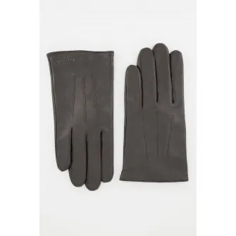 HUGO, Manusi din piele cu capse, compatibile cu ecran tactil, Maro inchis, 25 CM