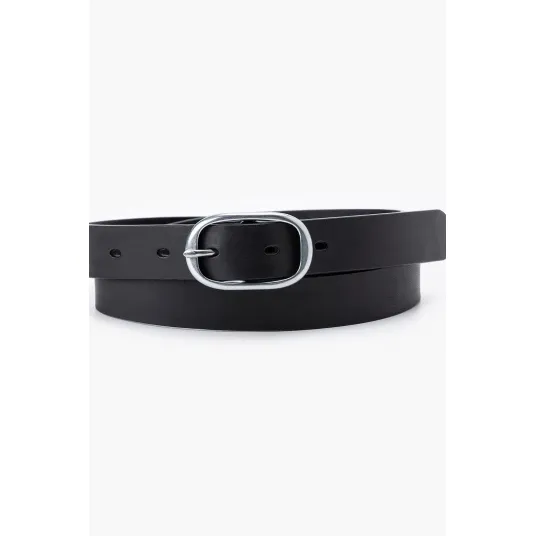 Levi's, Curea de piele cu o catarama metalica, Negru, 100