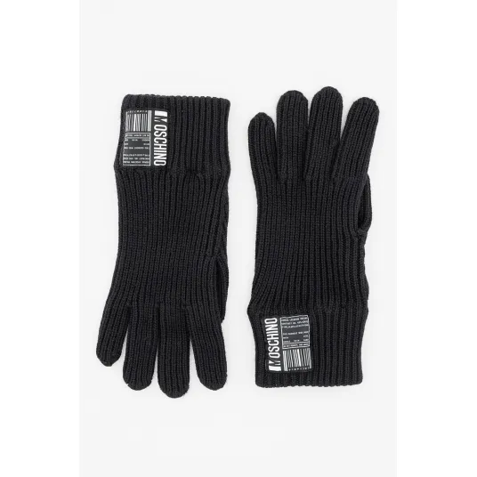 Moschino, Manusi de lana cu aplicatie logo, Negru