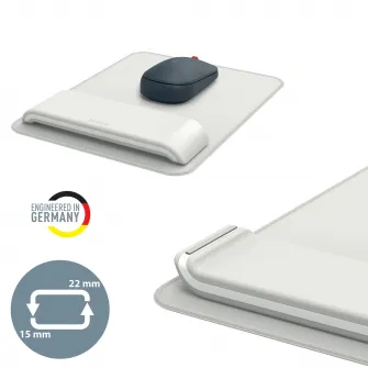 Mouse pad Leitz Ergo, cu suport ergonomic pentru incheietura mainii, ajustabil, gri-pastel