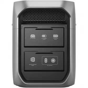 Statie de incarcare portabila EcoFlow Delta 3 Max Plus, 2048Wh, 3000W, afisaj LCD, X-Boost, 4 prize, USB-C, USB-A, alimentare solara si la priza, gri