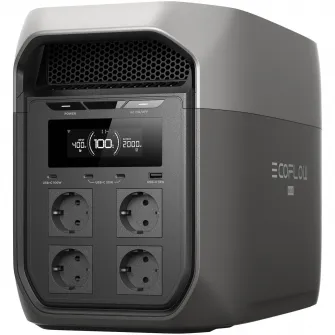 Statie de incarcare portabila solara EcoFlow Delta 3 Max, 2048Wh, 2400W, 4 prize, USB-C, USB-A, alimentare priza sau solar