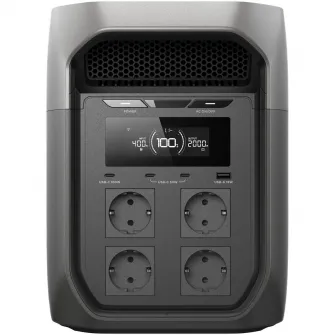 Statie de incarcare portabila solara EcoFlow Delta 3 Max, 2048Wh, 2400W, 4 prize, USB-C, USB-A, alimentare priza sau solar