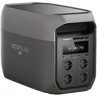 Statie de incarcare portabila solara EcoFlow Delta 3 Max, 2048Wh, 2400W, 4 prize, USB-C, USB-A, alimentare priza sau solar