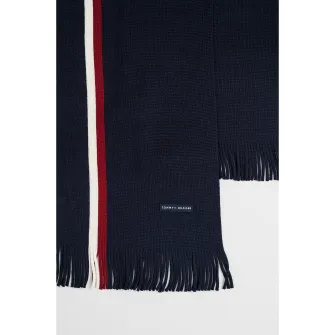Tommy Hilfiger, Fular din amestec de lana cu dungi, Bleumarin