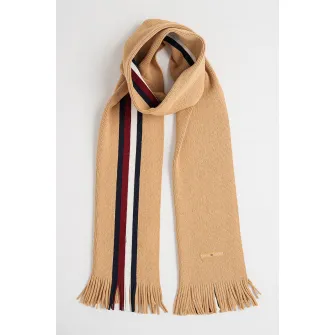Tommy Hilfiger, Fular din amestec de lana cu dungi, Caramel