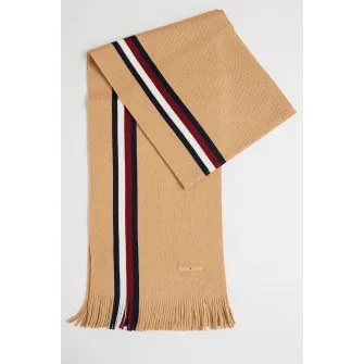 Tommy Hilfiger, Fular din amestec de lana cu dungi, Caramel