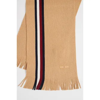 Tommy Hilfiger, Fular din amestec de lana cu dungi, Caramel