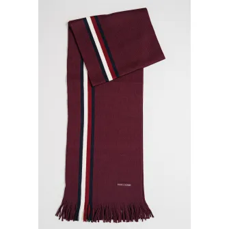Tommy Hilfiger, Fular din amestec de lana cu dungi, Violet tyrian