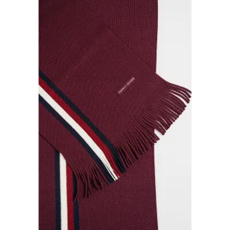 Tommy Hilfiger, Fular din amestec de lana cu dungi, Violet tyrian