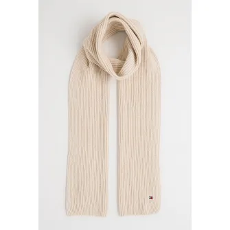 Tommy Hilfiger, Fular striat din bumbac si casmir, Camel