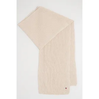 Tommy Hilfiger, Fular striat din bumbac si casmir, Camel