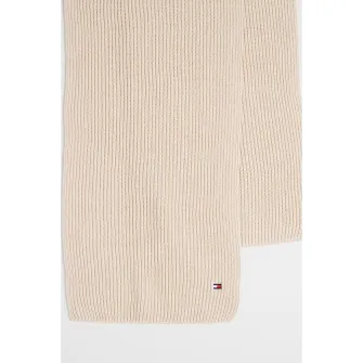 Tommy Hilfiger, Fular striat din bumbac si casmir, Camel