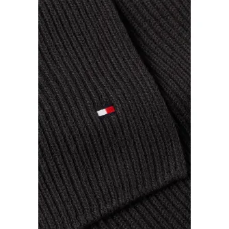 Tommy Hilfiger, Fular striat din bumbac si casmir, Negru