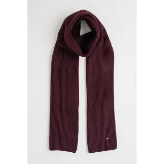 Tommy Hilfiger, Fular striat din bumbac si casmir, Visiniu