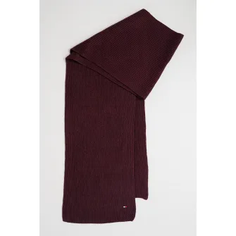 Tommy Hilfiger, Fular striat din bumbac si casmir, Visiniu