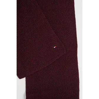 Tommy Hilfiger, Fular striat din bumbac si casmir, Visiniu